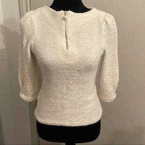 Quintina White Sherpa Half Zipper With Pearl Sweater